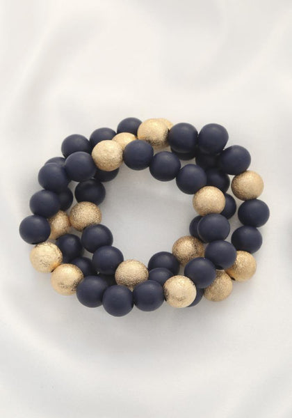 Metal Wood Bead Bracelet