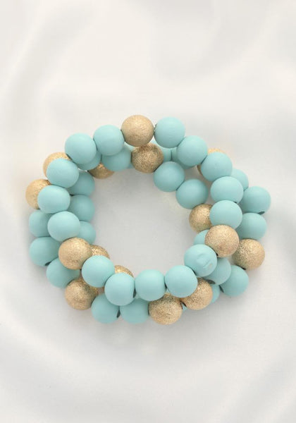 Metal Wood Bead Bracelet